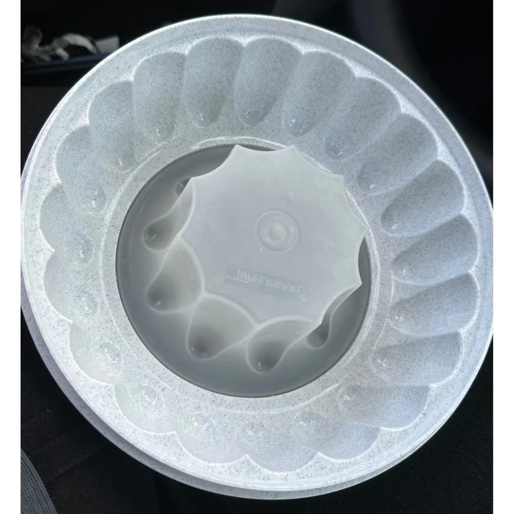 Tupperware Jel-Ring Jello Mold Grey Blue Granite Speckled 2 Piece Set NO LID